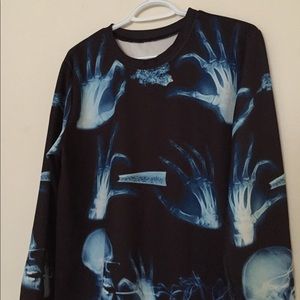 Smoke skeleton crew neck sweater -polyester
